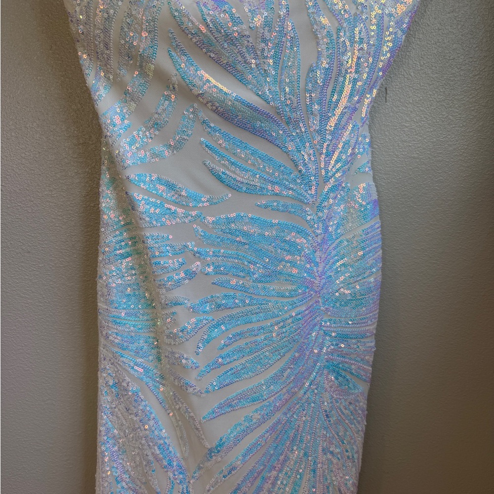 Morgan & Co. Iridescent Blue Sequin Dress